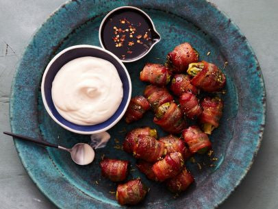 Bacon-Wrapped Brussels Sprouts with Creamy Lemon Dip